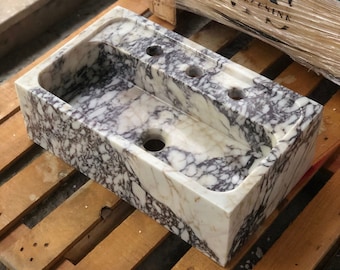 Hand Carved Calacatta Viola Marble Sink: Bathroom Vanity Sink by MarbleSinkCo