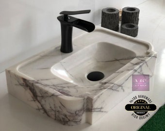 Lilac Marble Sink, Wall Mount Marble Sink, Marble Bathroom Sink, Powder Room Sink, Custom Vanity Top, Custom Marble Sink, Bathroom Vanities