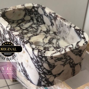 Hand-crafted Calacatta Marble Sink - Luxurious & Durable - Customizable - Bathroom Vanity by MarbleSinkCo