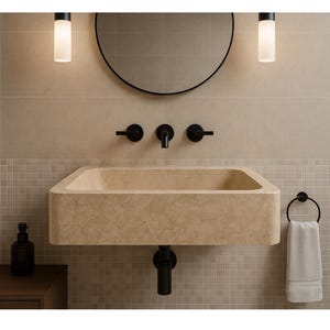 Emperador Marble Sink Custom Order Stone Washbasin Marble Vessel Sink  Wall Mount Sink  Marble Vanity Sink  Bathroom Vanity