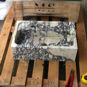 Calacatta Viola Marble Sink Marble Sink Stone Sink Special Order Sink Bathroom Sink Hand Carved Marble Sink Sink Vanity