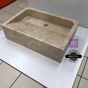 Emperador Marble Sink Custom Order Stone Washbasin Marble Vessel Sink  Wall Mount Sink  Marble Vanity Sink  Bathroom Vanity