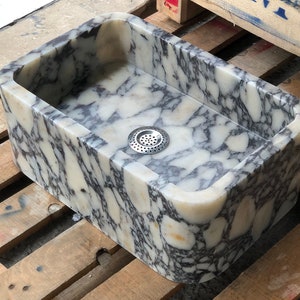 Calacatta Viola Marble Sink: Customizable Rectangle Bathroom Vanity  Powderroom Sink by MarbleSinkCo
