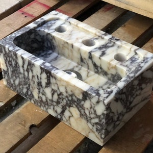 Handcrafted Calacatta Viola Marble Sink: Rectangular Farmhouse Vanity Bathroom Sink by MarbleSinkCo