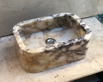 Handcrafted Calacatta Viola Marble Sink: Wall Mount Vanity Top