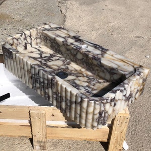 Handmade Calacatta Viola Marble Sink: Stone Vanity, Wall Mount by MarbleSinkCo