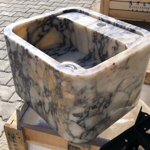 Calacatta Viola Marble Sink Wall Mount Bathroom Vanity by MarbleSinkCo