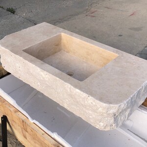 Travertine Sink: Rustic Chiseled Natural Stone Bathroom Vanity by MarbleSinkCo
