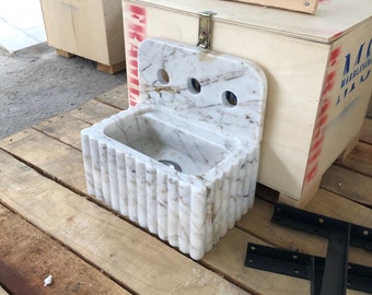 Lavabo de pared de mármol Calacatta: Mueble de baño de piedra natural