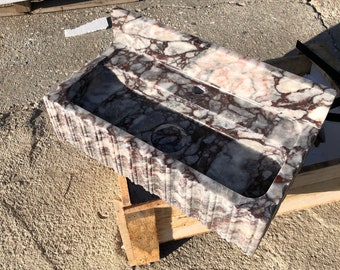 Calacatta Viola Marble Sink, Wall Mount Vanity Basin, Custom Natural Stone Bathroom Sink