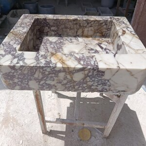 Calacatta Marble Sink – Hand-Carved Rectangular Vanity – Floating or Countertop Installation – Luxury Bathroom Centerpiece