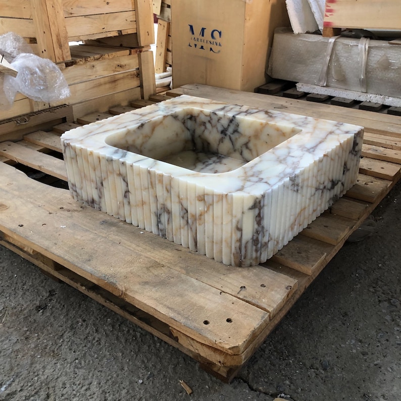 Calacatta Viola Marble Sink | Custom Order | Powder Room Sink | Wall Mounted Sink