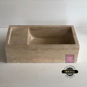Farm House Sink, Natural Stone Sink, Beige Sink, Wall mounted  Marble Sink Vanity
