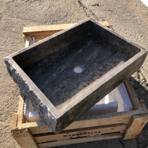 Marble Sink, Natural Stone Sink, Sink For Bathroom, Marble, Sink, Stone Sink, Silver Travertine Thin Edge Rectangular Sink