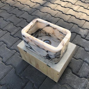 Calacatta Viola Marble Sink, Custom Order Marble Sink, Marble Washbasin, Powder Room sink, Hand Carved Sink, Wall Mounted Sink