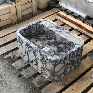 Elegant Bathroom Sink Wall Mount Marble Sink Marble Bathroom Sink Powder Room Sink Top Natural Stone Calacatta Marble Sink Custom Vanity Calacatta Viola Marble Sink: Handcrafted Wall Mount Bathroom Vanity Farmhause Sink