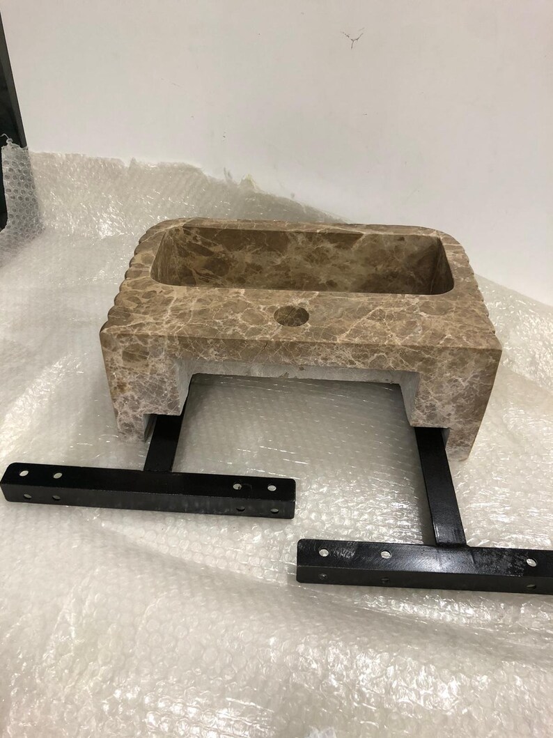 Customizable Emperador Dark Marble Sink - Reed Pattern, Bespoke Design, Luxury Bathroom Vanity