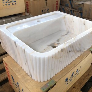 Elegant Bathroom Sink Wall Mount Marble Sink Marble Bathroom Sink Powder Room Sink Top Natural Stone Calacatta Marble Sink Custom Vanity