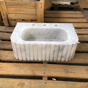 #HandCarvedSink #CarraraMarbleSink #CustomizableVanityTop #CustomizableSink #BathroomSink #PowderRoomSink #FarmhouseSink #RareUniqueItem #WallMountSink #VesselSink #NaturalStoneSink #LuxuryBathroomSink #ElegantBathroomDecor