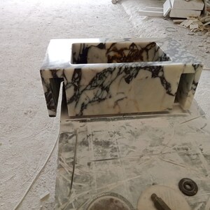 Elegant Bathroom Sink Wall Mount Marble Sink Marble Bathroom Sink Powder Room Sink Top Natural Stone Calacatta Marble Sink Custom Vanity