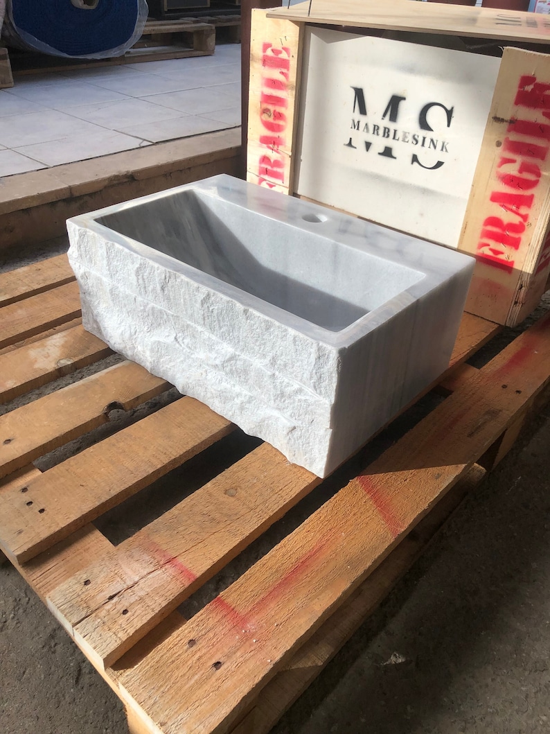Gray Marble Sink Wall Mount Marble Sink Marble Bathroom Sink Powder Room Sink Custom Vanity Top Custom Marble Sink Bathroom Vanities