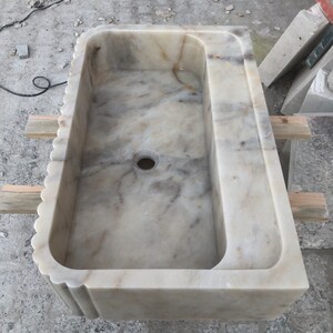 Calacatta Viola Marble Sink, Stone Sink, Hand Carved Sink, Marble Sink, Round Corner, Wall Sink, Special Order Sink, Sink Vanity