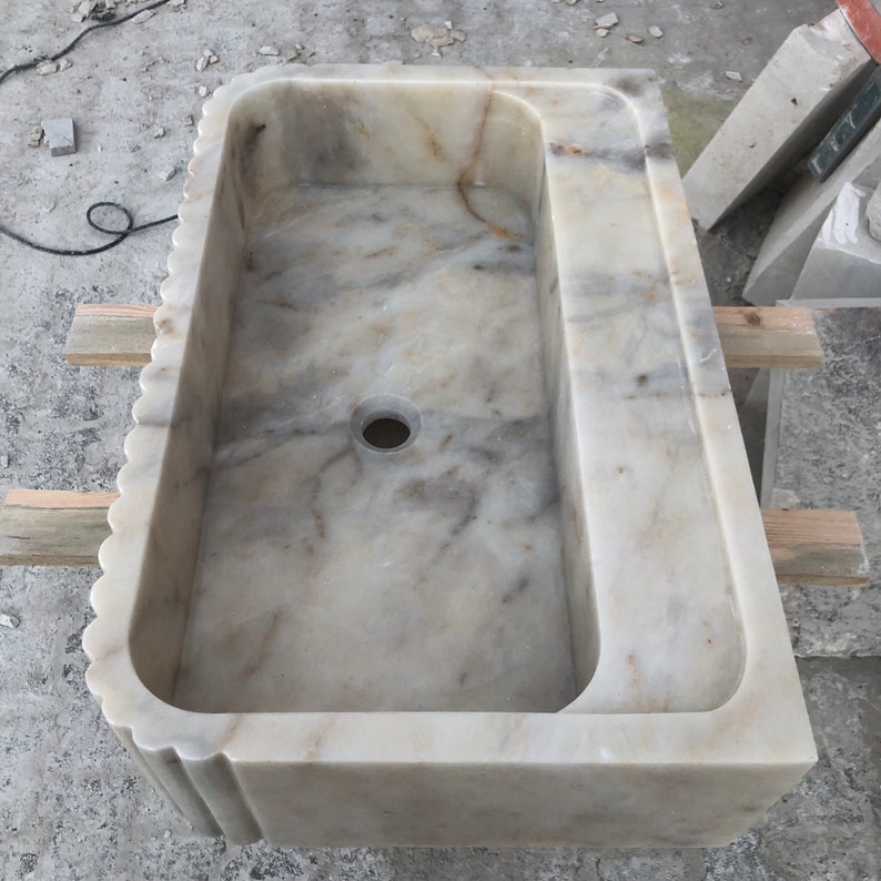 Calacatta Viola Marble Sink, Stone Sink, Hand Carved Sink, Marble Sink, Round Corner, Wall Sink, Special Order Sink, Sink Vanity