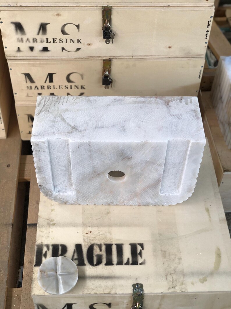 Elegant Bathroom Sink Wall Mount Marble Sink Marble Bathroom Sink Powder Room Sink Top Natural Stone Calacatta Marble Sink Custom Vanity
