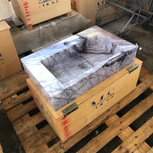 Carrara Marble Sink Stone Sink Vanity - Wall Mounted Marble Bathroom Sink, Marble Vanity Top, White Marble Powder Room Sink - Custom Vanity