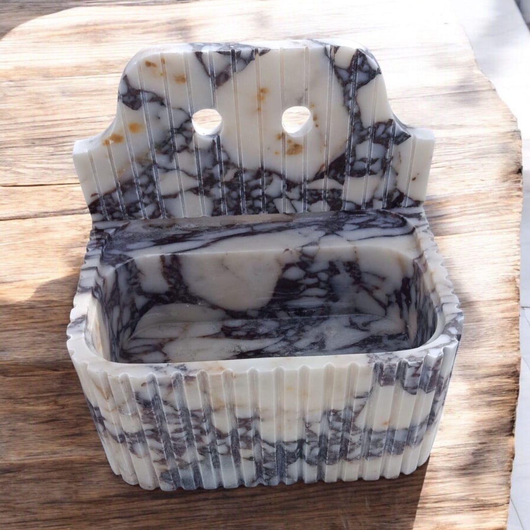 Handcrafted Calacatta Viola Marble Wall Mount Sink: Custom Vanity