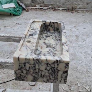 Calacatta Marble Bathroom Sink  Custom Floating Wall Mounted Luxury Basin