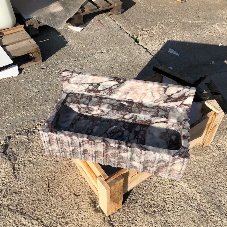 Calacatta Viola Marble Sink, Custom Order Sink, Powder Room Sink, Wall Mount Sink, Custom order Bathroom Vanity
