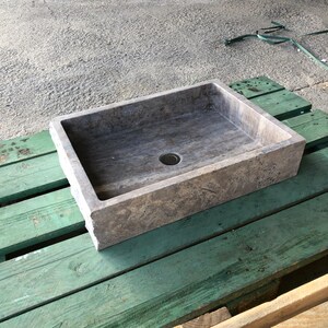 Travertine Sink Split Face Design - 100% Natural Stone - Handcrafted - Sink for Bathroom - Stone Sink - Marble Sink - Rustic Designs