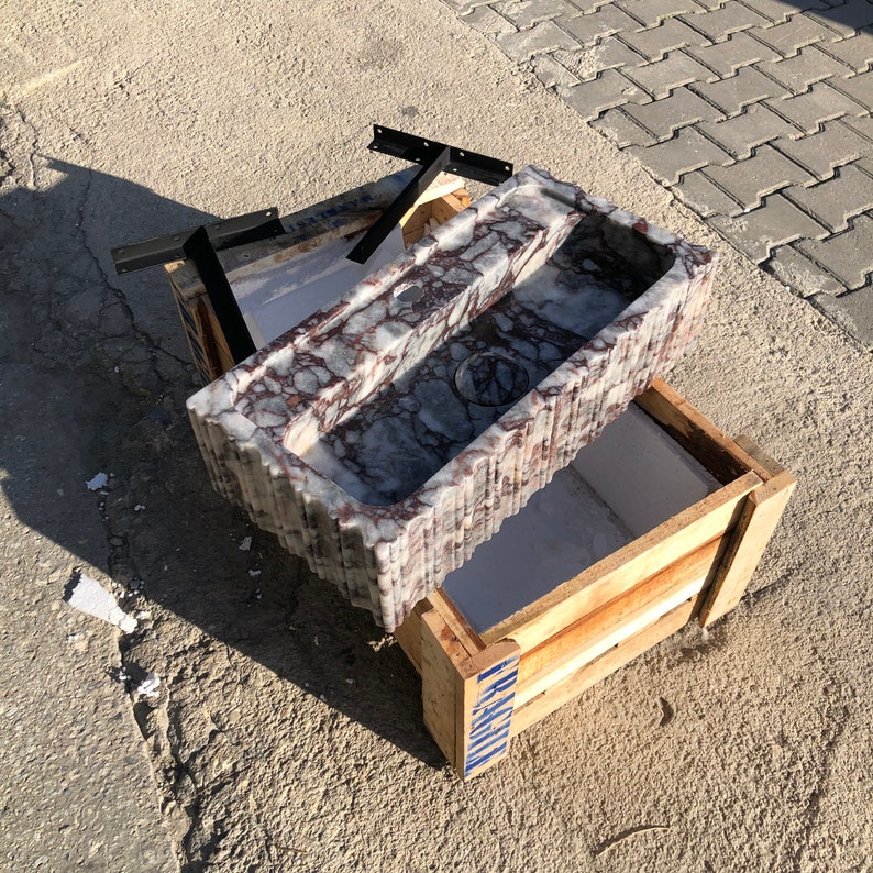 Lilac Marble Hand-Carved Sink - Custom Wall-Mount Vessel