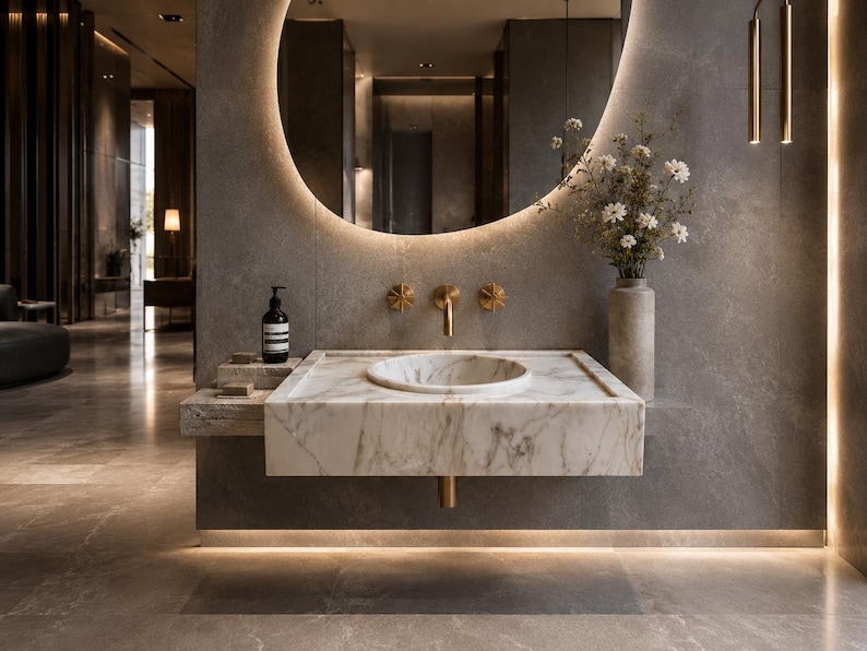 calacatta-gold-stone-sink-single-block-marble.jpg Finished marble sink packed in a protective wooden export crate with foam lining, prepared for safe international shipping and insured delivery
