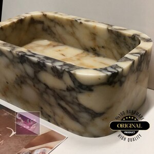 Custom Handcarved Calacatta Viola Marble Sink | Luxury Bathroom Vanity & Vessel Sink | Unique Natural Stone Elegance