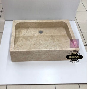 Emperador Marble Sink Custom Order Stone Washbasin Marble Vessel Sink  Wall Mount Sink  Marble Vanity Sink  Bathroom Vanity