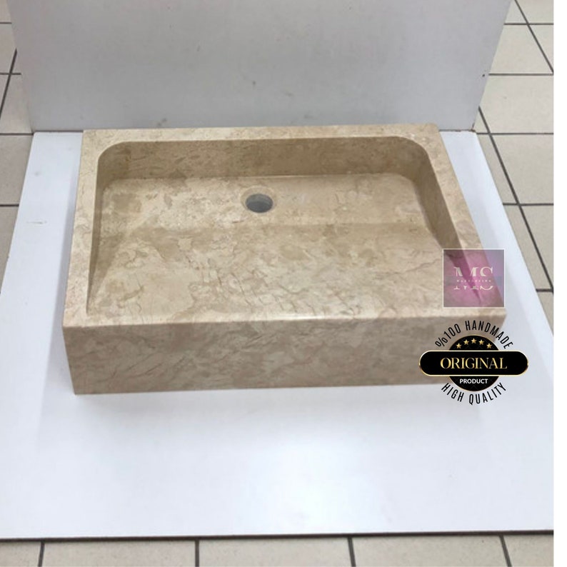 Emperador Marble Sink Custom Order Stone Washbasin Marble Vessel Sink  Wall Mount Sink  Marble Vanity Sink  Bathroom Vanity