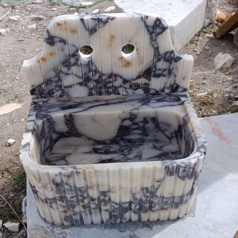 Stone Bathroom Sink Wall Mount Marble Sink Marble Bathroom Sink Powder Room Sink Top Natural Stone Calacatta Marble Sink Custom Vanity