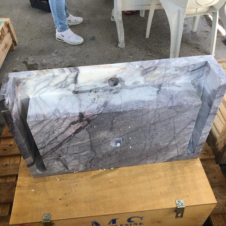 Carrara Marble Sink Stone Sink Vanity - Wall Mounted Marble Bathroom Sink, Marble Vanity Top, White Marble Powder Room Sink - Custom Vanity