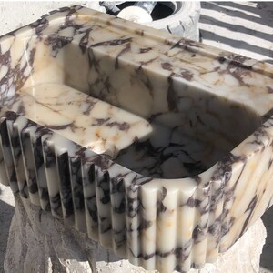 Calacatta Viola Marble Sink, Stone Sink, Hand Carved Sink, Marble Sink, Round Corner, Wall Sink, Special Order Sink, Sink Vanity