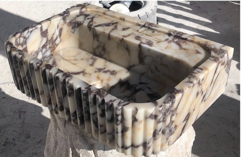 Calacatta Viola Marble Sink, Stone Sink, Hand Carved Sink, Marble Sink, Round Corner, Wall Sink, Special Order Sink, Sink Vanity