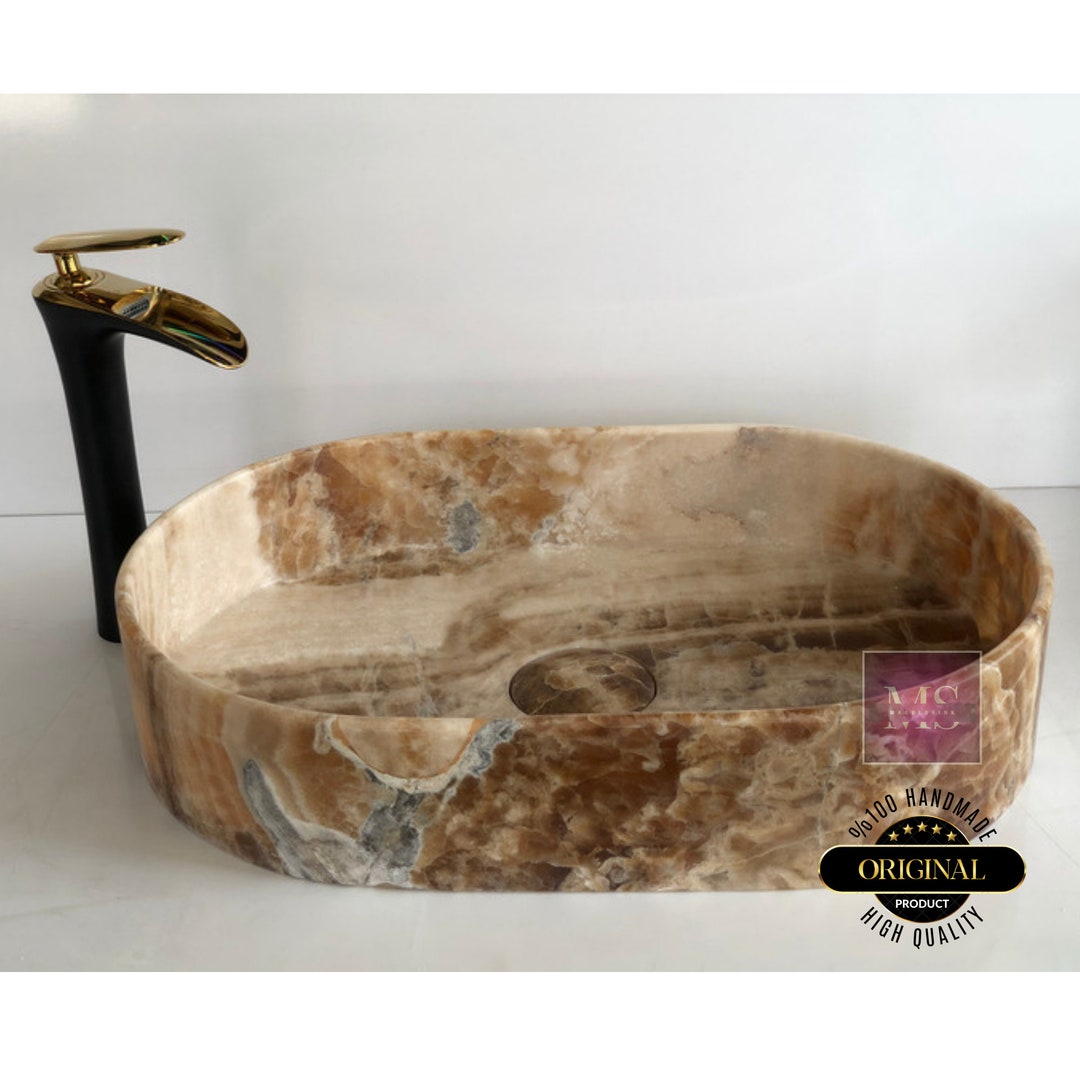 Handcrafted Onyx Bathroom Sink Custom Vanity Top Custom Marble Sink
