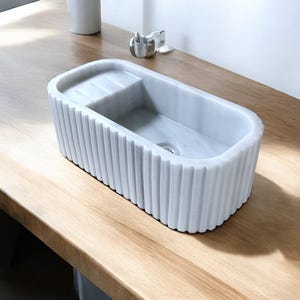Elegant Bathroom Sink Wall Mount Marble Sink Marble Bathroom Sink Powder Room Sink Top Natural Stone Carrara Marble Sink Custom Vanity