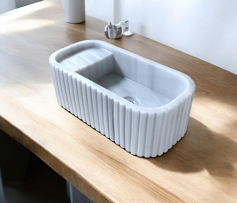 Elegant Bathroom Sink Wall Mount Marble Sink Marble Bathroom Sink Powder Room Sink Top Natural Stone Carrara Marble Sink Custom Vanity