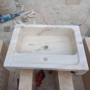 Elegant Bathroom Sink Wall Mount Marble Sink Marble Bathroom Sink Powder Room Sink Top Special Size Sink Calacatta Marble Sink Custom Vanity