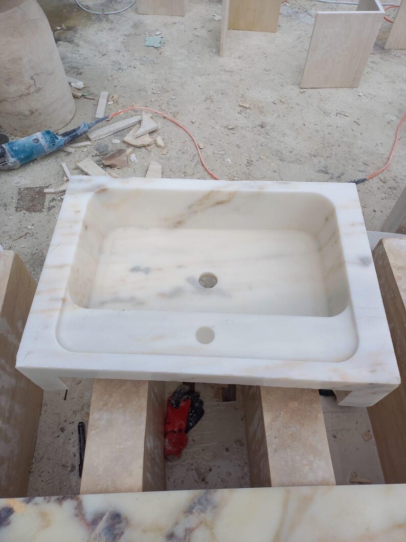 Elegant Bathroom Sink Wall Mount Marble Sink Marble Bathroom Sink Powder Room Sink Top Special Size Sink Calacatta Marble Sink Custom Vanity