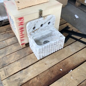 Bathroom Sink Wall Mount Marble Sink Marble Bathroom Sink Powder Room Sink Top Natural Stone Calacatta Marble Sink Custom Vanity Backsplash