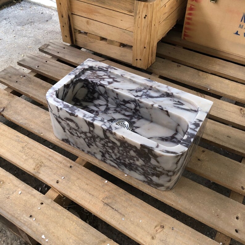 Calacatta Bathroom Sink Wall Mount Marble Sink Marble Bathroom Sink Powder Room Sink Top Natural Stone Calacatta Marble Sink Custom Vanity