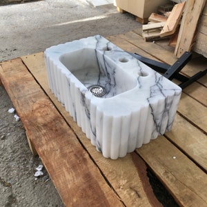 Stone Vessel Sinks, L45cmxW25cmx16 cm Sized，Stone Sinks, Stone Sinks, Bathroom Sinks, Natural Sinks, Carrara Marble Sinks, Vanity Washbasins